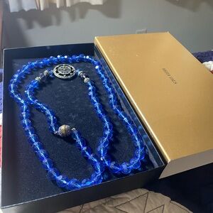 Heidi Daus Blue Beaded Necklace with Decorative Pendant Crystals